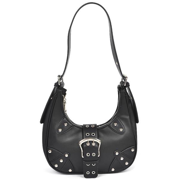 STUD SINGLE BUCKLE SHOULDER BAG