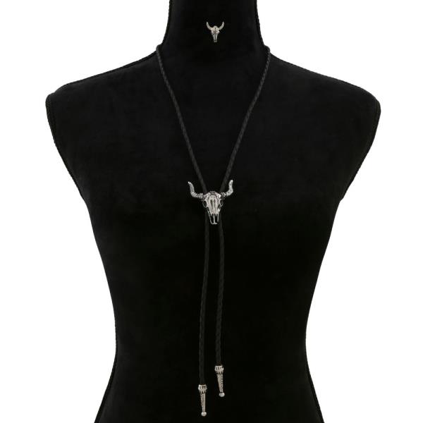 WESTERN STYLE CATTLE SKULL LONG ADJUSTABLE NECKLACE