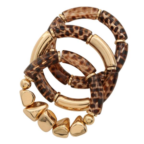 TORTOISE PATTERN BEADED BRACELET SET
