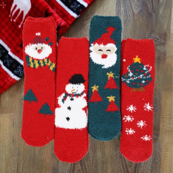 CHRISTMAS FUZZY SOCKS SET 12 PAIRS