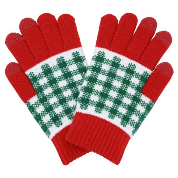 PLAID PATTERN SMART GLOVES