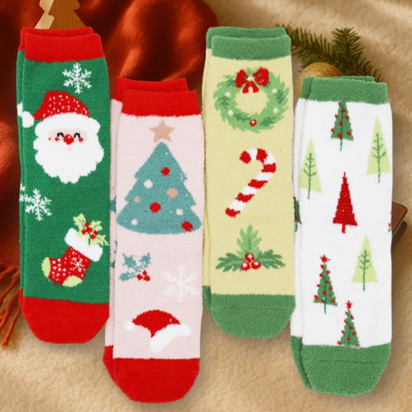 CHRISTMAS FUZZY SOCKS SET 12 PAIRS