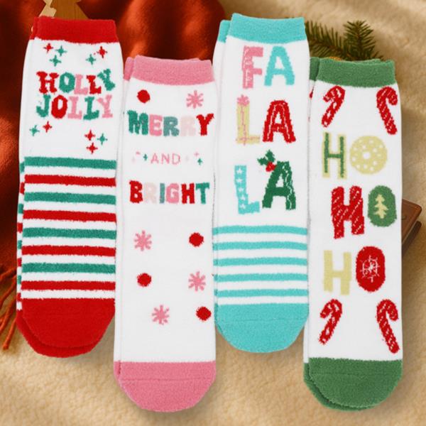 CHRISTMAS FUZZY SOCKS SET 12 PAIRS