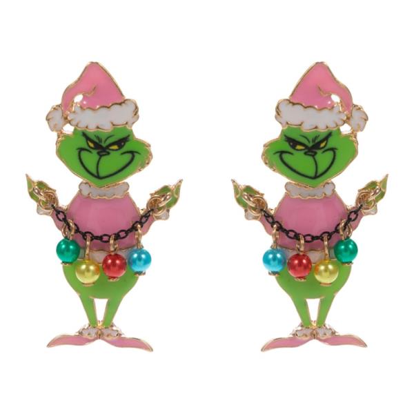 GRINCH CHRISTMAS ENAMEL PEARL ORNAMENT BROOCH