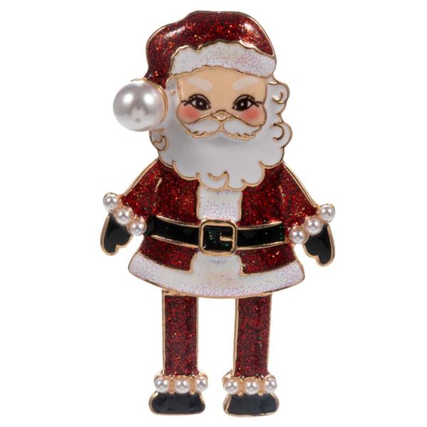 CHRISTMAS SANTA CLAUS SHAPED ENAMELED BROOCH