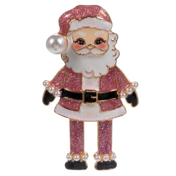 CHRISTMAS SANTA CLAUS SHAPED ENAMELED BROOCH