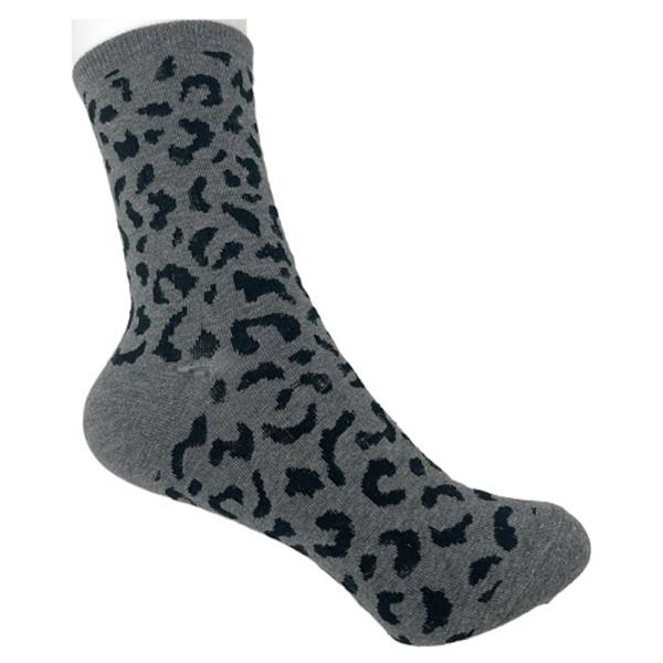 COTTON ALL OVER LEOPARD PATTERN CREW SOCKS