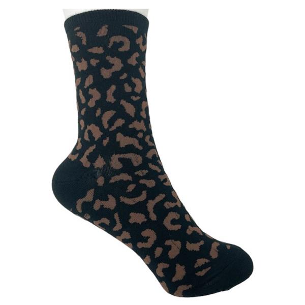 COTTON ALL OVER LEOPARD PATTERN CREW SOCKS