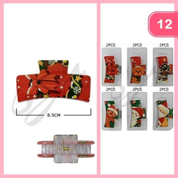 CHRISTMAS HAIR CLAW CLIP (12 UNITS)