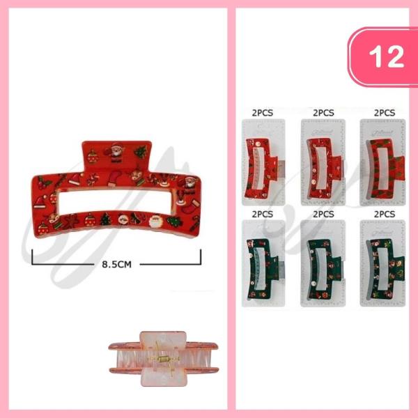 CHRISTMAS HAIR CLAW CLIP (12 UNITS)