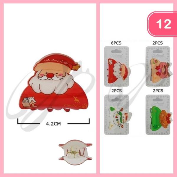 SANTA CLAUS CHRISTMAS HAIR CLAW CLIP (12 UNITS)