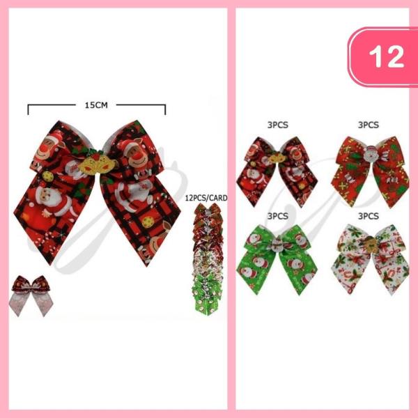 SANTA CLAUS CHRISTMAS HAIR BOW  (12 UNITS)