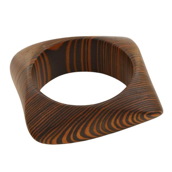 WOODEN LINED SQUARE BANGLE BRACELET