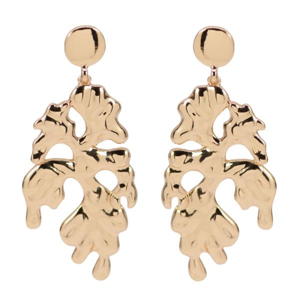 LEAF SHAPE METAL DANGLE EARRING