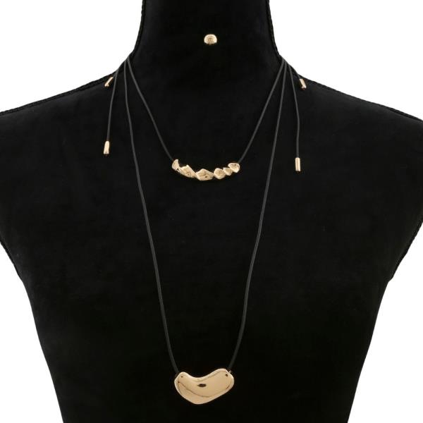BEADED LAYERED CORD NECKLACE