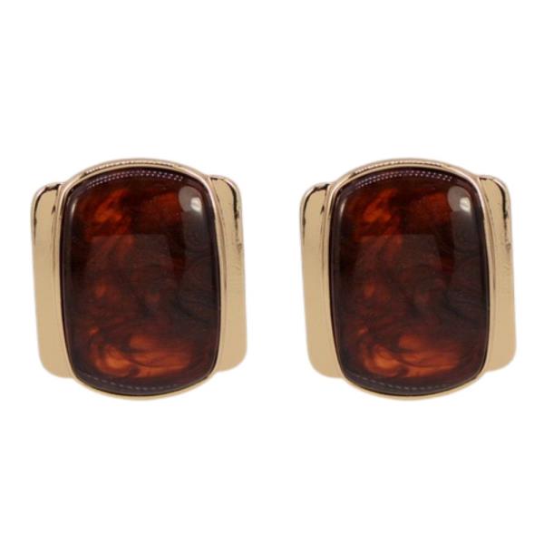 ACETATE STONE METAL EARRING