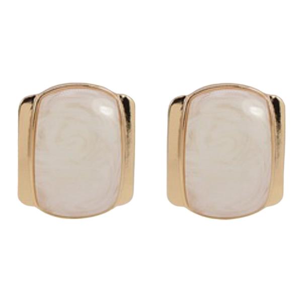 METAL RECTANGLE CABOCHON STUD EARRING