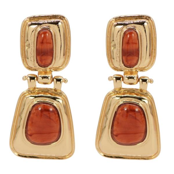 STONE METAL DANGLE EARRING