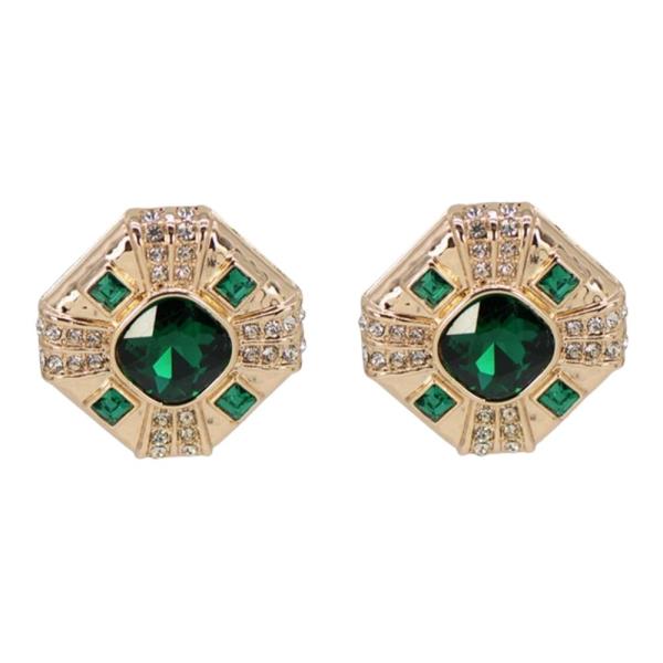 GEO SHAPE STONE CENTER METAL EARRING