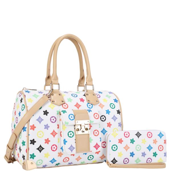 2IN1 DESIGN PRINT HANDLE SATCHEL W WALLET SET