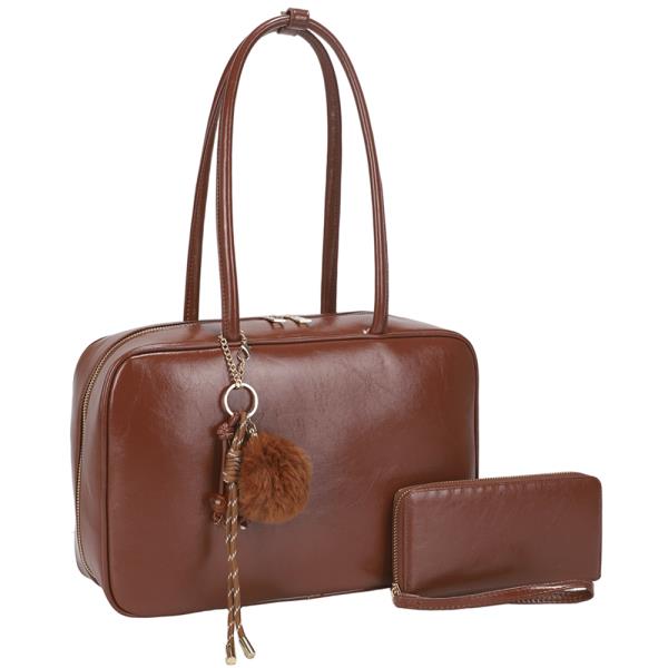 2IN1 SMOOTH SHOULDER BAG W WALLET SET