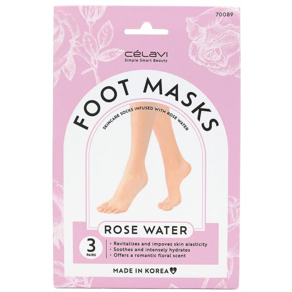 CELAVI FOOT MASK ROSE WATER 3 PAIRS