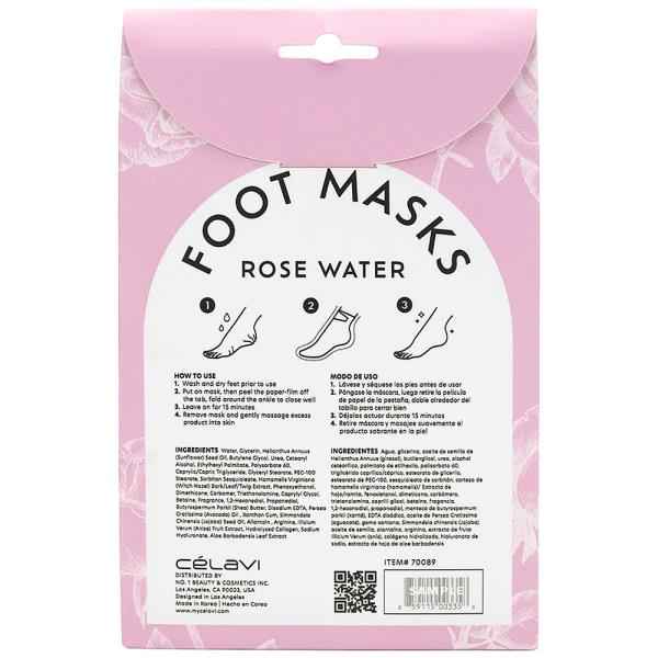 CELAVI FOOT MASK ROSE WATER 3 PAIRS