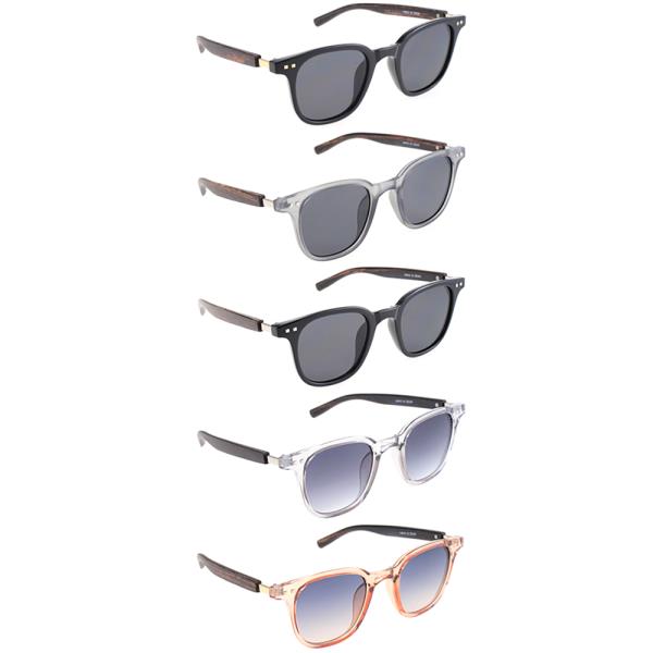 ROUND WOOD DESIGN SQUARE SUNGLASSES 1DZ