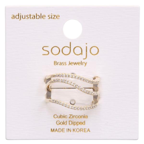 SODAJO WAVY CZ GOLD DIPPED ADJUSTABLE RING