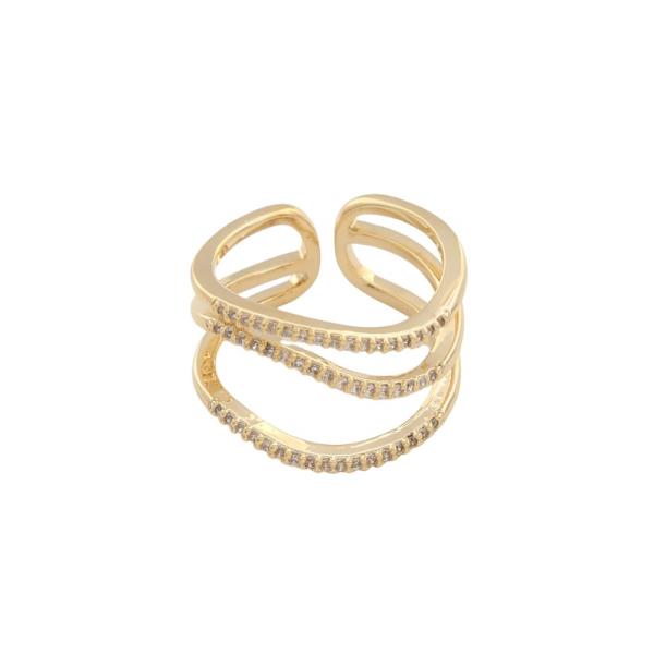 SODAJO WAVY CZ GOLD DIPPED ADJUSTABLE RING