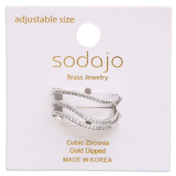 SODAJO WAVY CZ GOLD DIPPED ADJUSTABLE RING
