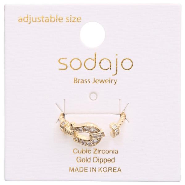 SODAJO HORSESHOE CZ GOLD DIPPED ADJUSTABLE RING