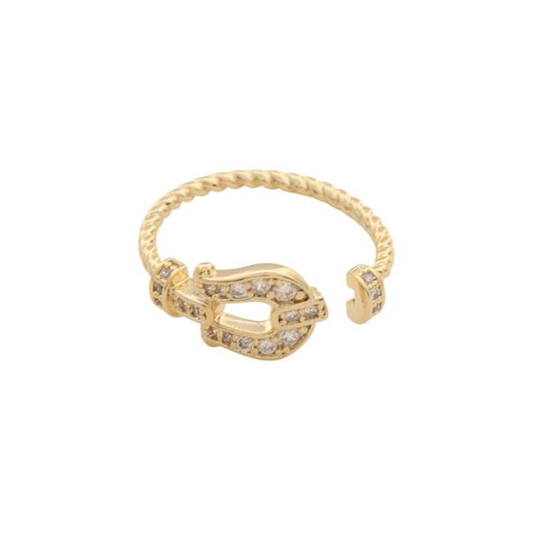 SODAJO HORSESHOE CZ GOLD DIPPED ADJUSTABLE RING