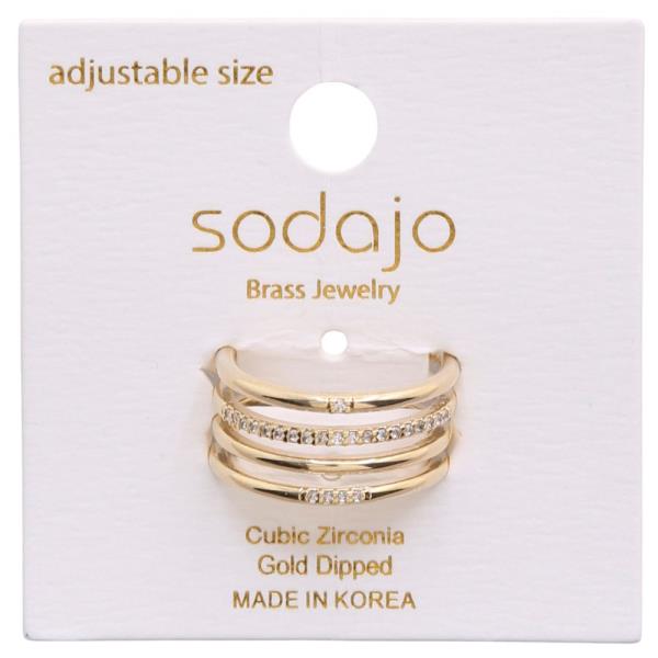 SODAJO CZ GOLD DIPPED ADJUSTABLE RING