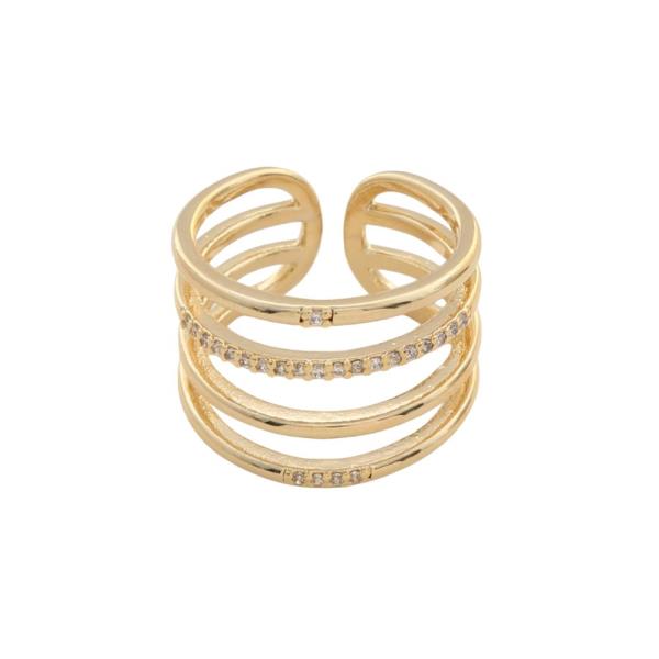 SODAJO CZ GOLD DIPPED ADJUSTABLE RING