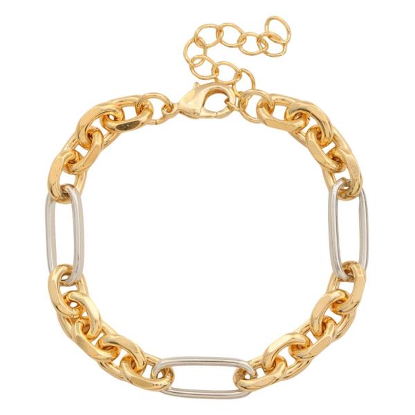 SODAJO TWO TONE OVAL CIRCLE LINK GOLD DIPPED BRACELET