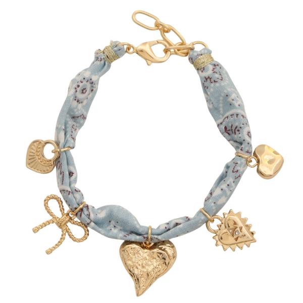 HEART CHARM FABRIC BRACELET