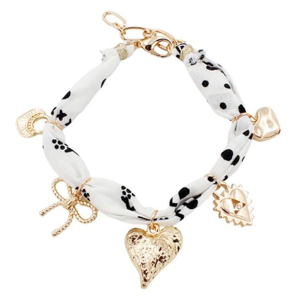 HEART CHARM FABRIC BRACELET