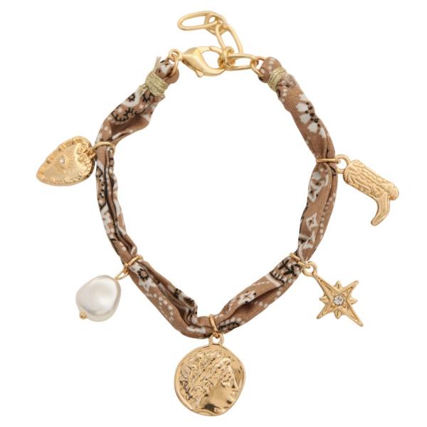 MEDALLION CHARM FABRIC BRACELET
