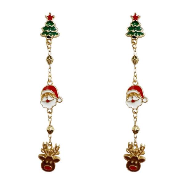 CHRISTMAS TREE SANTA CLAUS CHAIN DANGLE EARRING