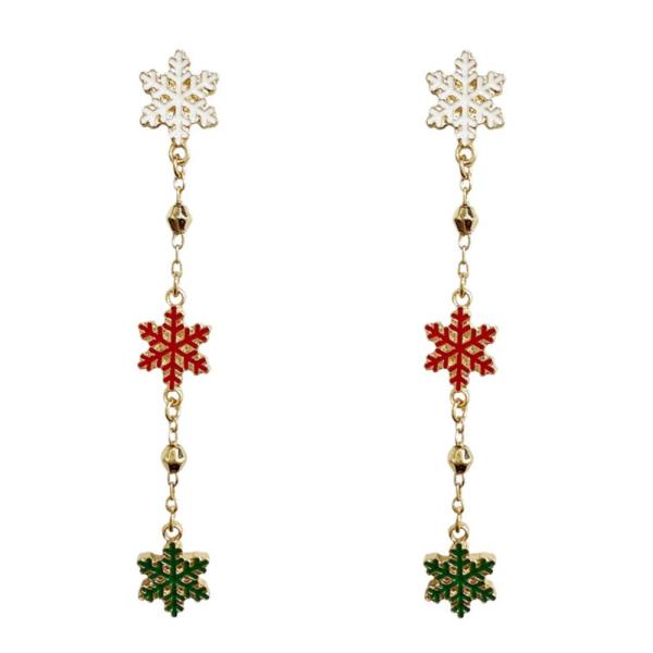 CHRISTMAS SNOWFLAKE CHAIN DANGLE EARRING