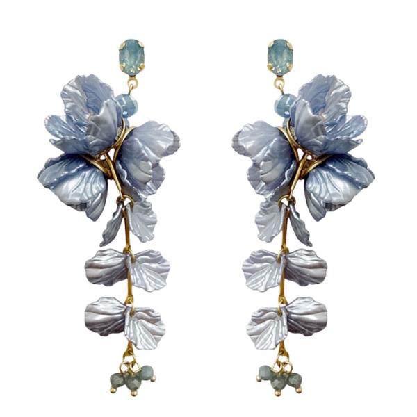 FLOWER CLUSTER PEARL DANGLE EARRING