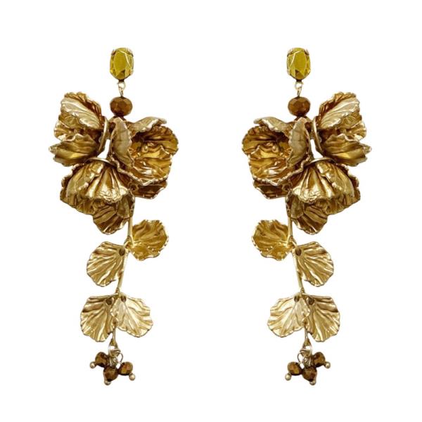 FLOWER CLUSTER PEARL DANGLE EARRING