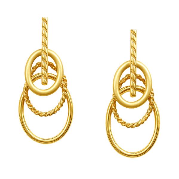 CIRCLE OVAL LINK METAL BAR EARRING