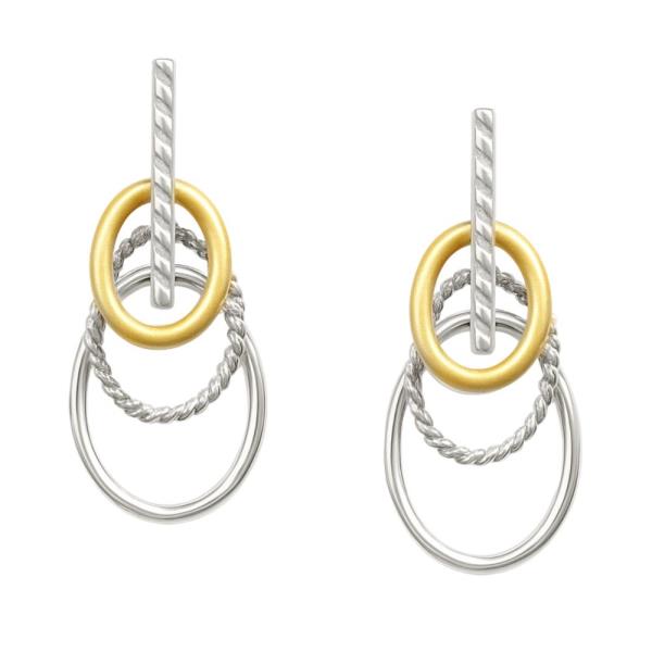 CIRCLE OVAL LINK METAL BAR EARRING