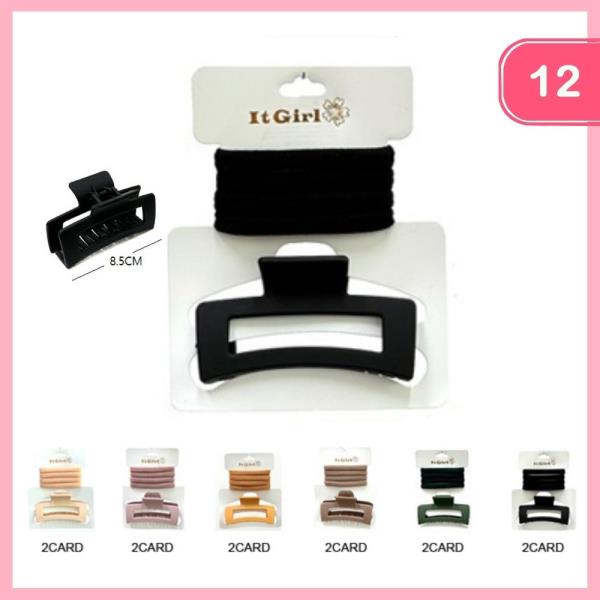 HAIR TIE AND CLAW CLIP SET (12 UNITS)