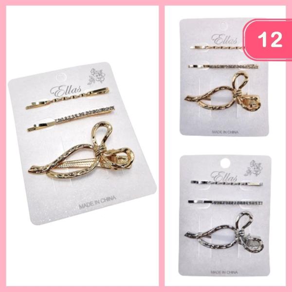 METAL BOW HAIR PIN BOBBY PIN SET (12 UNITS)