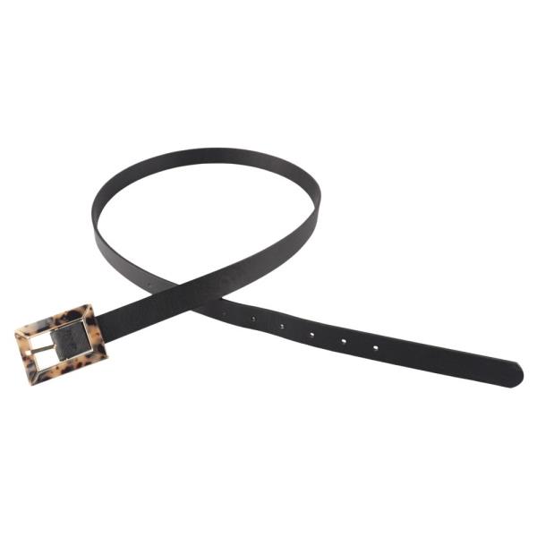 TORTOISE SQUARE BUCKLE SKINNY BELT 3 PC SET