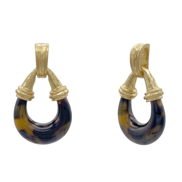 TORTOISE PATTERN TEARDROP DANGLE EARRING