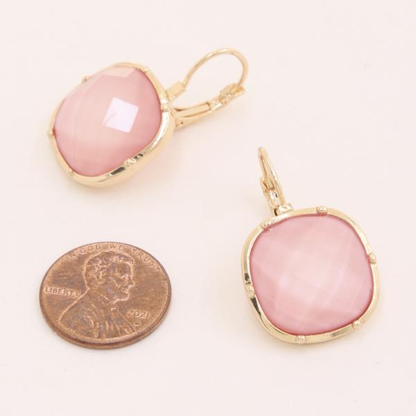 COLOR STONE OVAL DANGLE EARRING